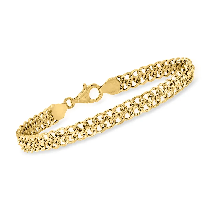 Ladies tribal bracelets -Ross-Simons Italian 18kt Yellow Gold Flat-Link Chain Bracelet