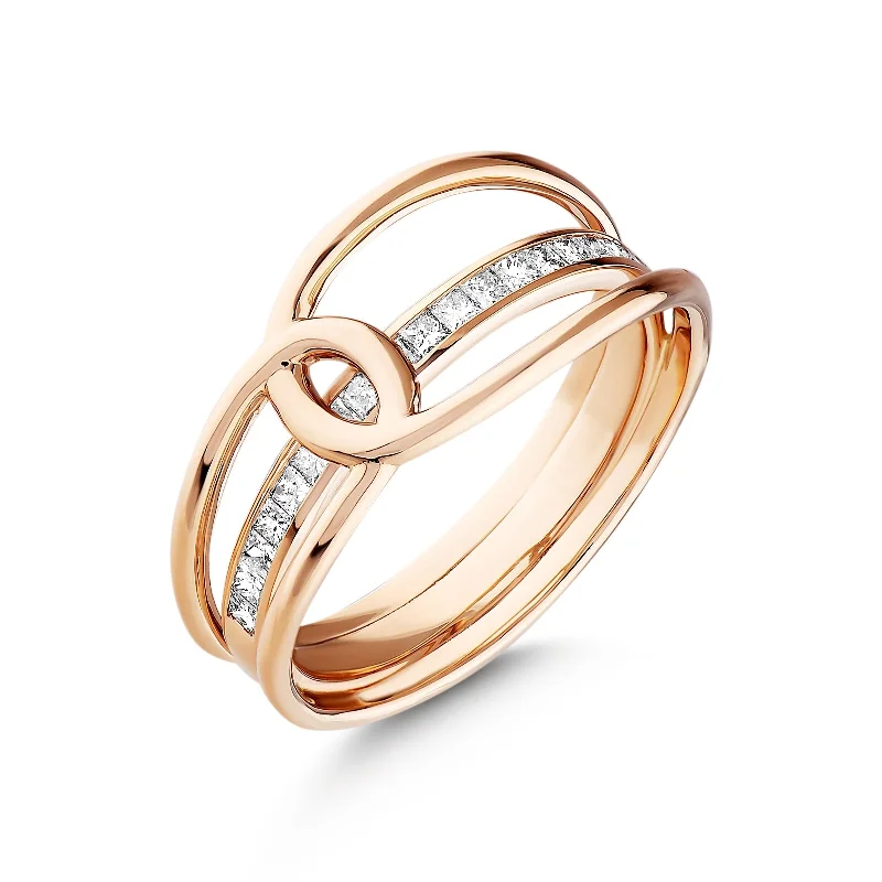 ladies rings hypoallergenic material -VESICA PISCES GOLD DIAMOND RING