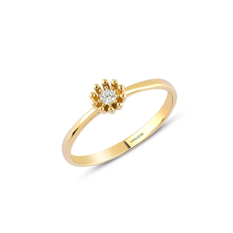 ladies rings with citrine yellow -Sun Ring