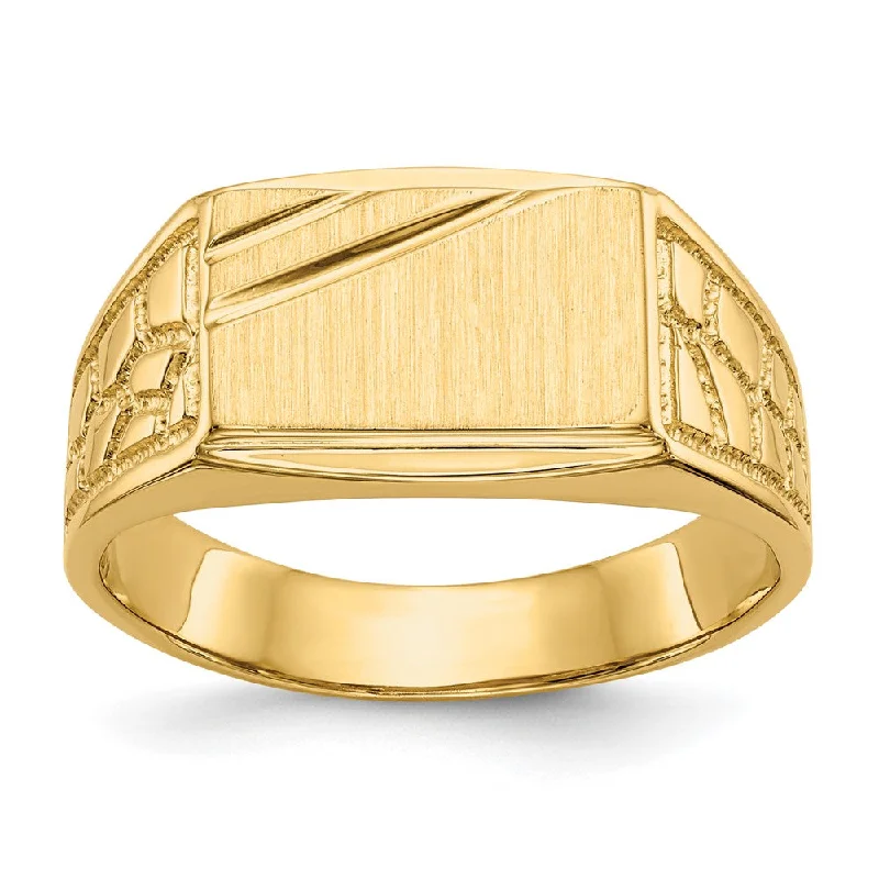 ladies rings trendy 2025 style -14K Yellow Gold 8.5x13.0mm Open Back Men's Signet Ring