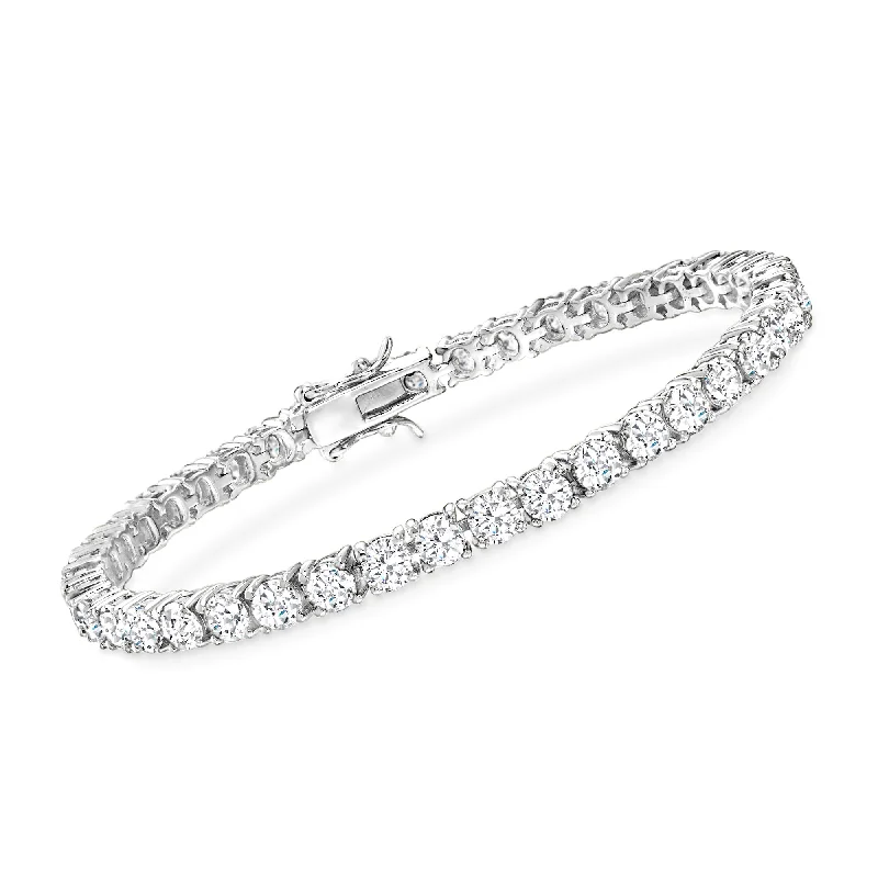 Simple silver charm bracelets for women -Ross-Simons CZ Tennis Bracelet in Sterling Silver