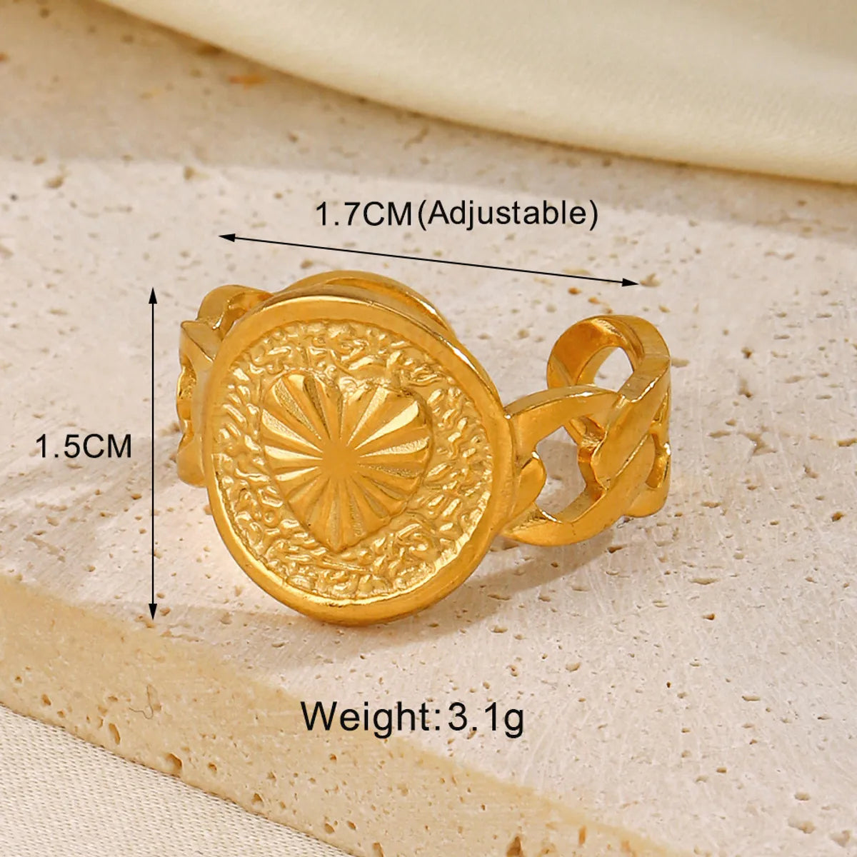 Golden Love Heart-Shaped Ring