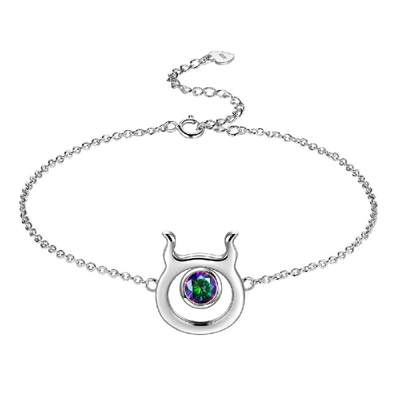 Bridal bracelets for women -Taurus Bracelet Women Girls Jewelry Birthday Gift Mystic Topaz Sterling Silver