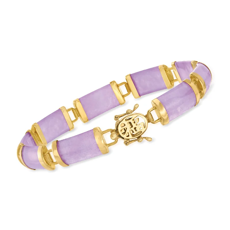 Ladies geometric bangle bracelets -Ross-Simons Lavender Jade "Good Fortune" Bracelet in 18kt Gold Over Sterling