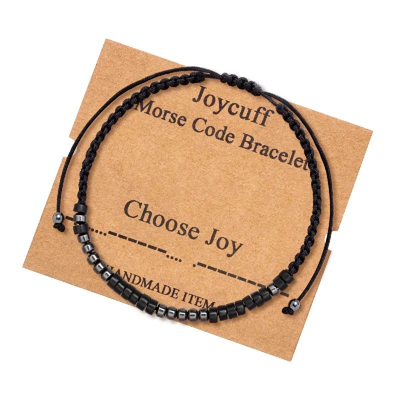 Simple gold chain bracelets for women -Choose Joy Morse Code Bracelet for Women Inspirational Gift for Her