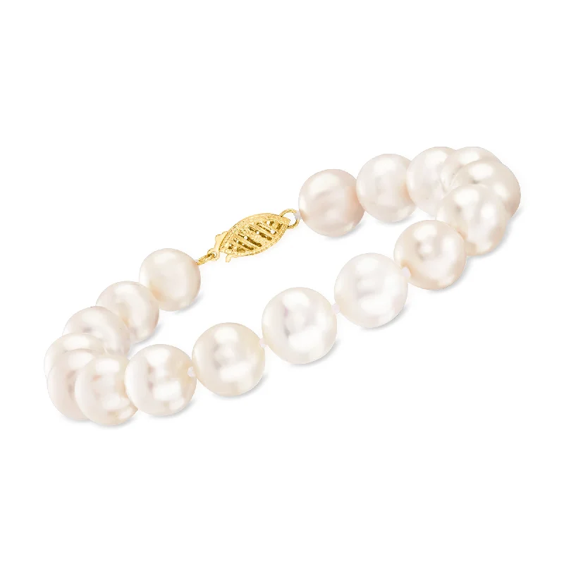 Ladies amethyst bracelets -Ross-Simons 9.5-10.5mm Cultured Pearl Bracelet With 14kt Yellow Gold