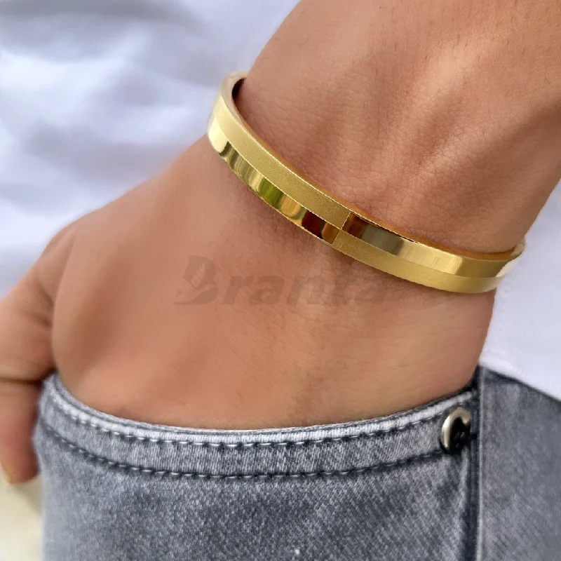 Elegant diamond bracelets for women -Matt and Shiny Men's Gold Bracelet