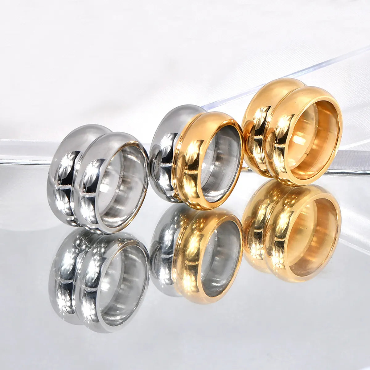 ladies rings geometric unique shape -Wholesale Jewelry Basic Modern Style Classic Style Geometric Color Block Solid Color 304 Stainless Steel 18K Gold Plated Rings