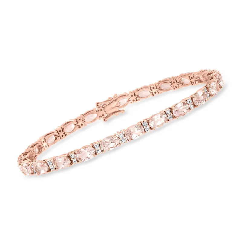 Elegant silver bracelets for women -Ross-Simons Morganite and . Diamond Tennis Bracelet in 14kt Rose Gold