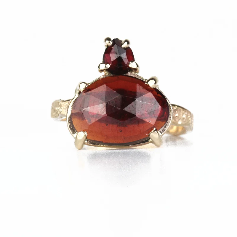 ladies rings with orange garnet -14k Garnet Ring