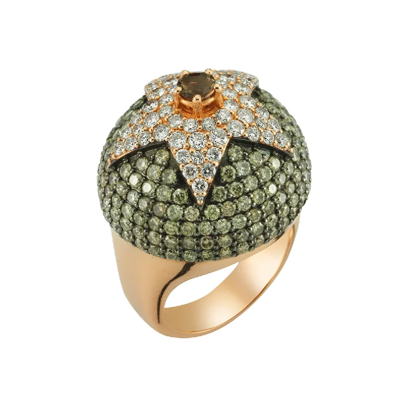 ladies rings with green peridot -SIRIUS STAR GOLD DIAMOND RING