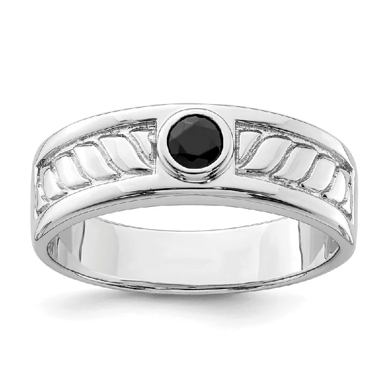 ladies rings trendy minimalist vibe -Sterling Silver Men's Onyx Ring