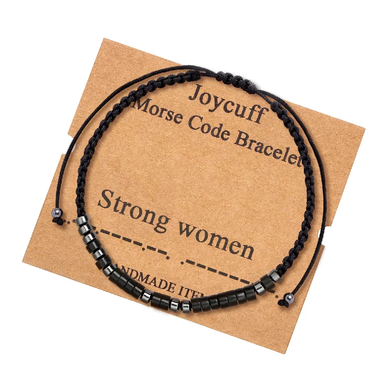 Ladies aquamarine bracelets -Strong Women Secret Message Morse Code Bracelet Empower Women Inspirational Jewelry for Her