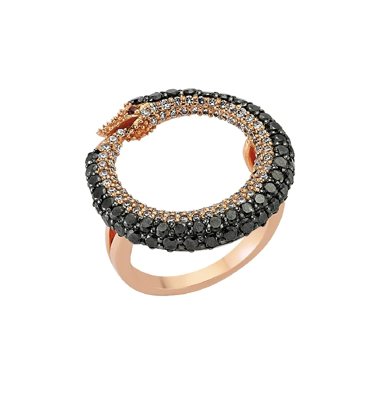 ladies rings for young women -OUROBOROS GOLD BLACK DIAMOND RING