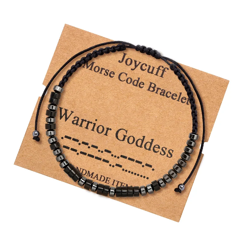 Diamond tennis bracelets for women -Warrior Goddess Morse Code Bracelet for Women Inspirational Gift for Her