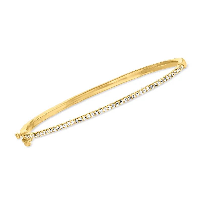 Ladies leather wrap bracelets -Ross-Simons Diamond Bangle Bracelet in 18kt Gold Over Sterling