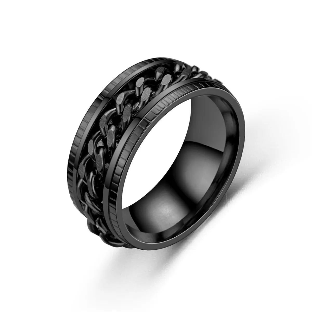 Embossed Chain Ring Black