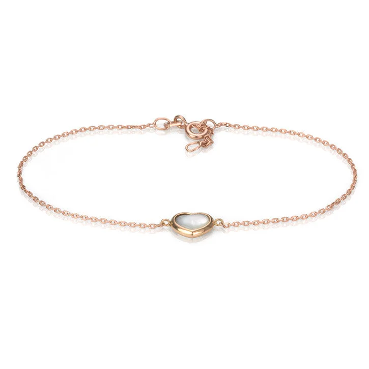 Ladies gemstone bracelets -18K Rose Gold Enamel My Heart Bracelet