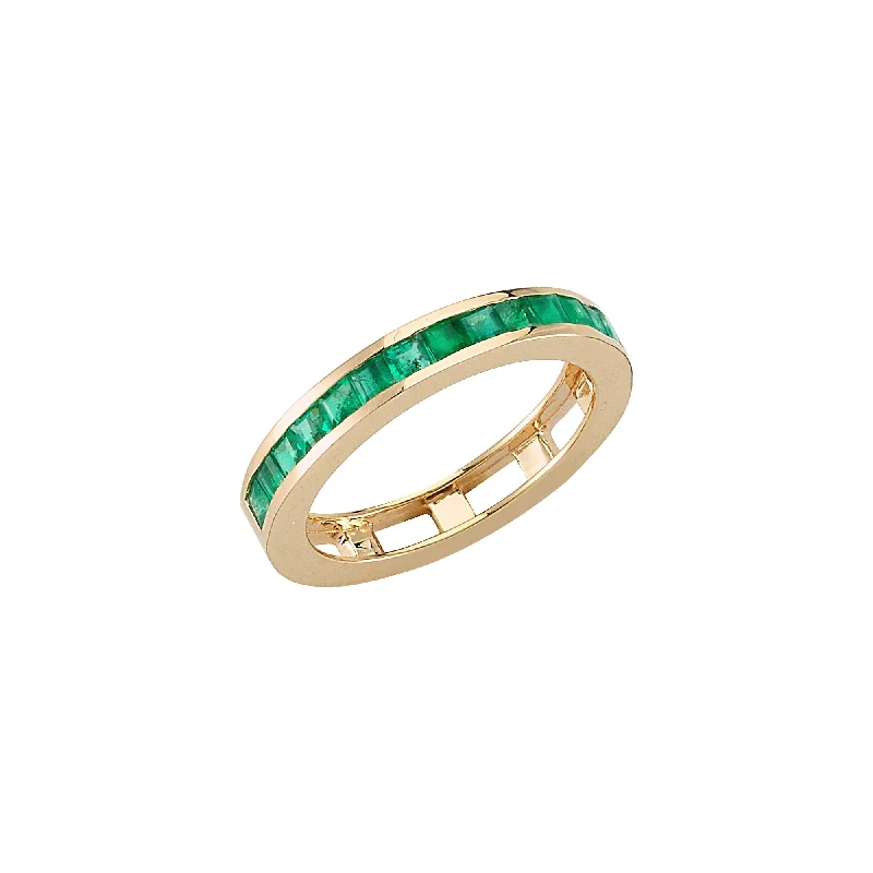 ladies rings layered stackable look -MONDRIAN BAGET EMERALD RING