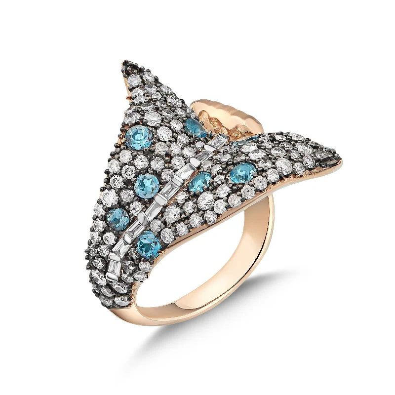 ladies rings for special occasions -SUSONA MERMAID MAGIC - TAIL GOLD DIAMOND RING