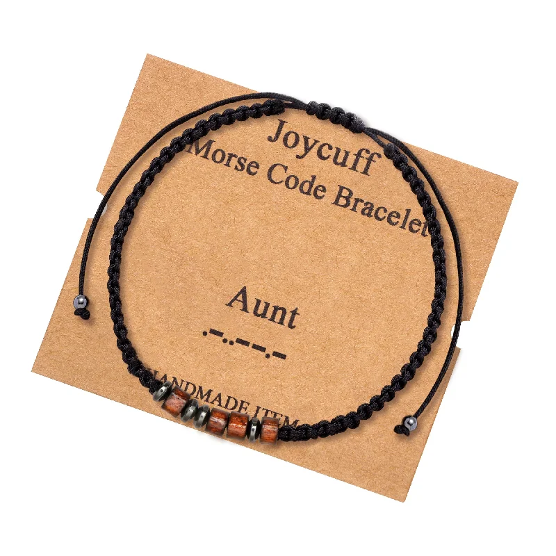 Trendy cuff bracelets for women -Aunt Morse Code Bracelet for Women Inspirational Gift for Her