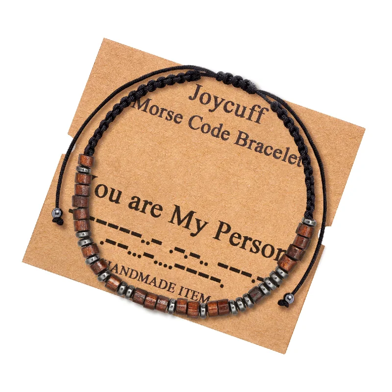 Ladies gemstone bracelets -You are My Person Wood Morse Code Bracelet Encouragement Jewelry for Women