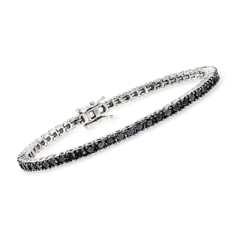 Ladies bold gold bracelets -Ross-Simons Black Diamond Tennis Bracelet in Sterling Silver