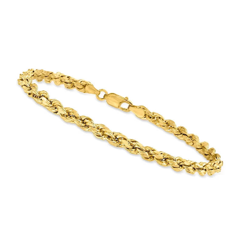 Dainty tennis bracelets for women -Canaria 4mm 10kt Yellow Gold Diamond-Cut Rope Chain Bracelet