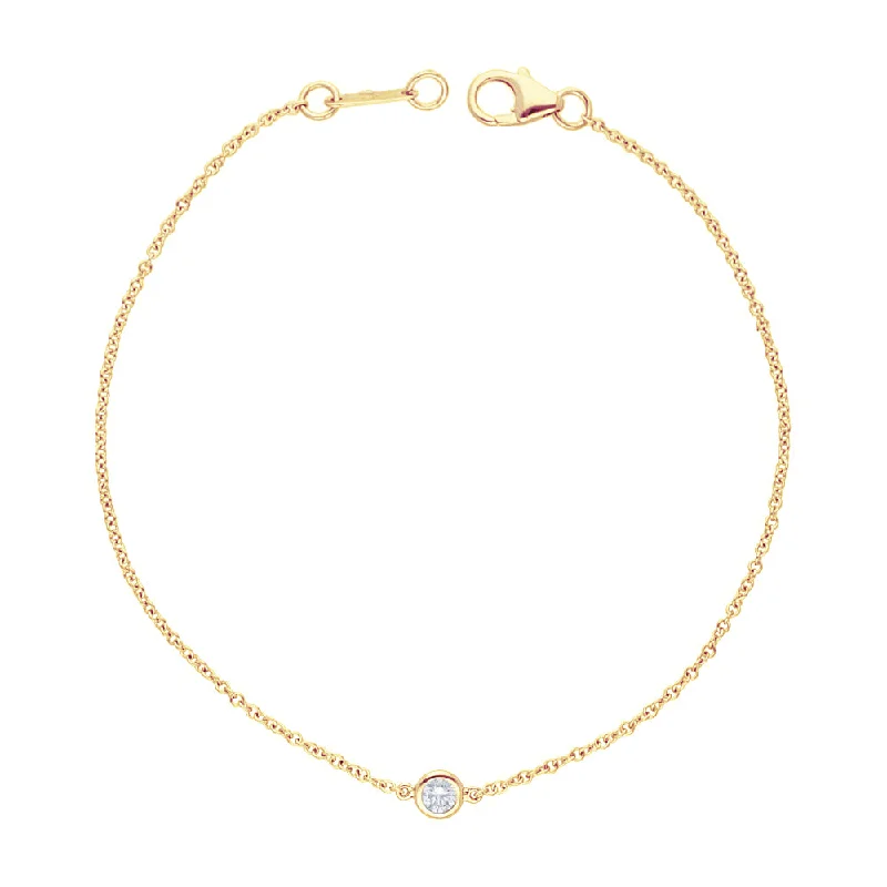 Elegant silver bracelets for women -14K Yellow Gold 0.15cts. Diamond Bracelet