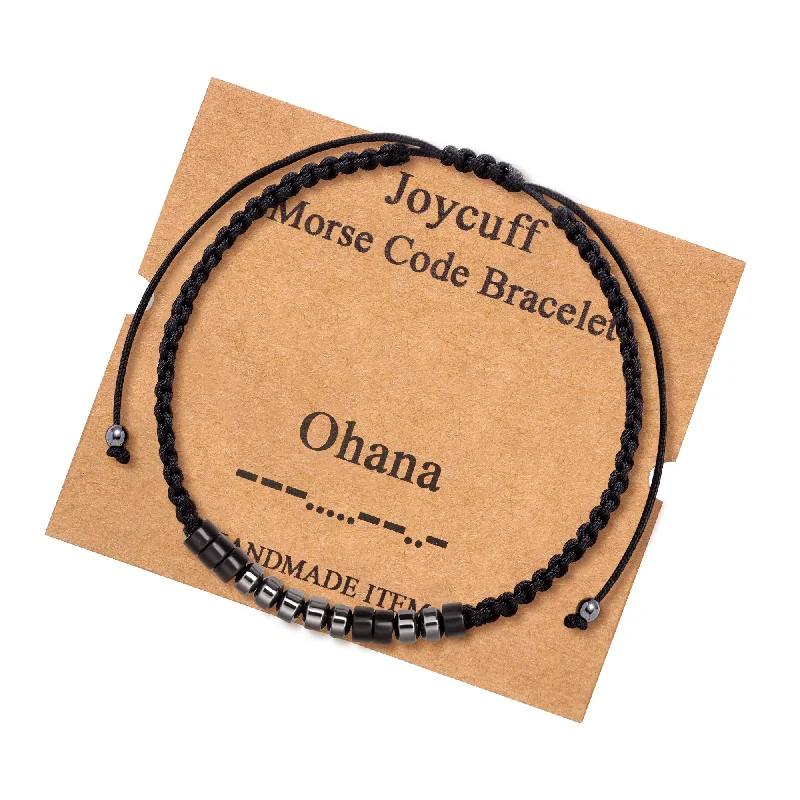 Elegant layered bracelets for women -Ohana Morse Code Bracelet for Women Inspirational Gift for Her