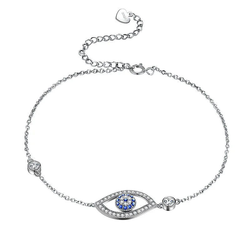 Ladies art deco bracelets -Blue Evil Eye Bracelet Men Womens 925 sterling silver Amulet Protection Jewelry