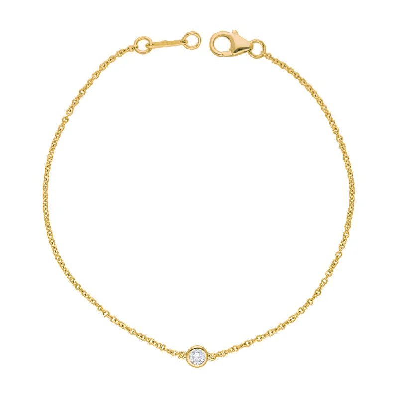 Ladies beaded bracelets -14K Yellow Gold 0.25cts. Diamond Bezel Bracelet