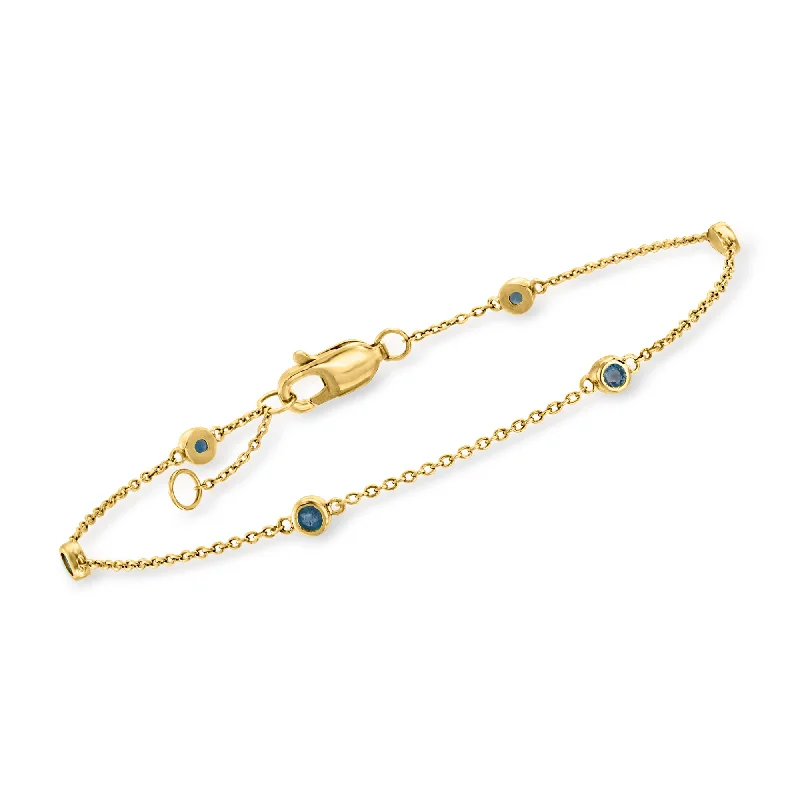 Ladies garnet bracelets -Ross-Simons Sapphire Station Bracelet in 14kt Yellow Gold