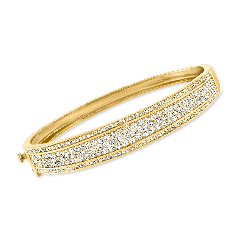 Ladies vintage crystal bracelets -Ross-Simons Pave Diamond Bangle Bracelet in 18kt Gold Over Sterling