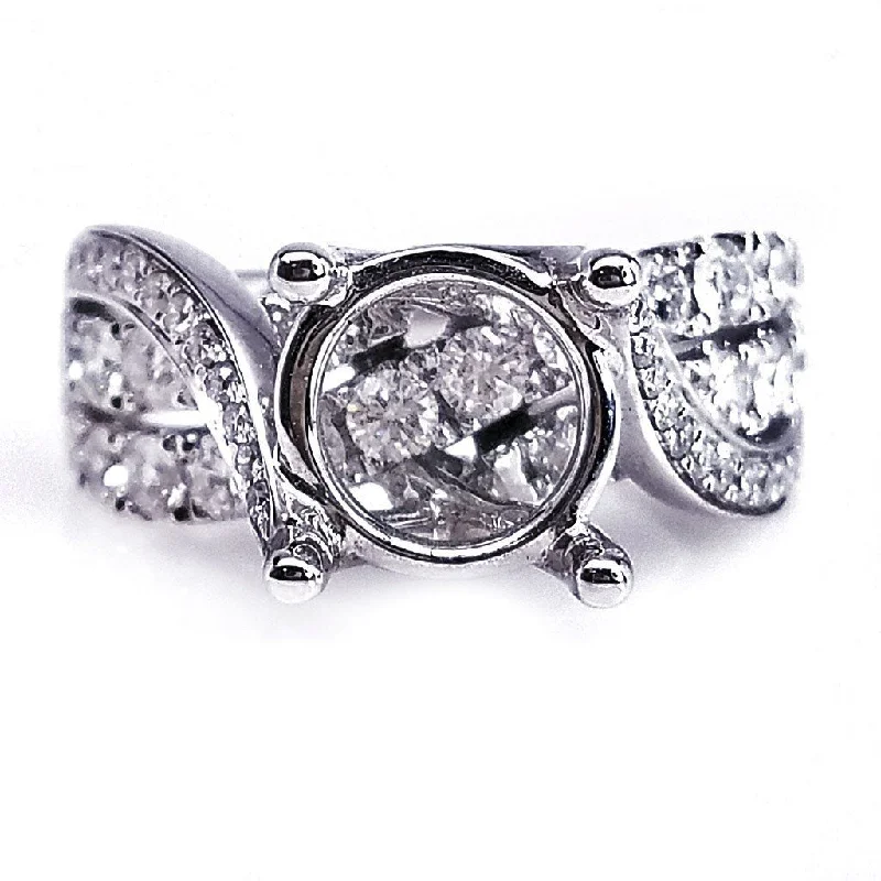 ladies rings with rose quartz -"ENGR02801" 18K White Gold Diamond Ladies Ring