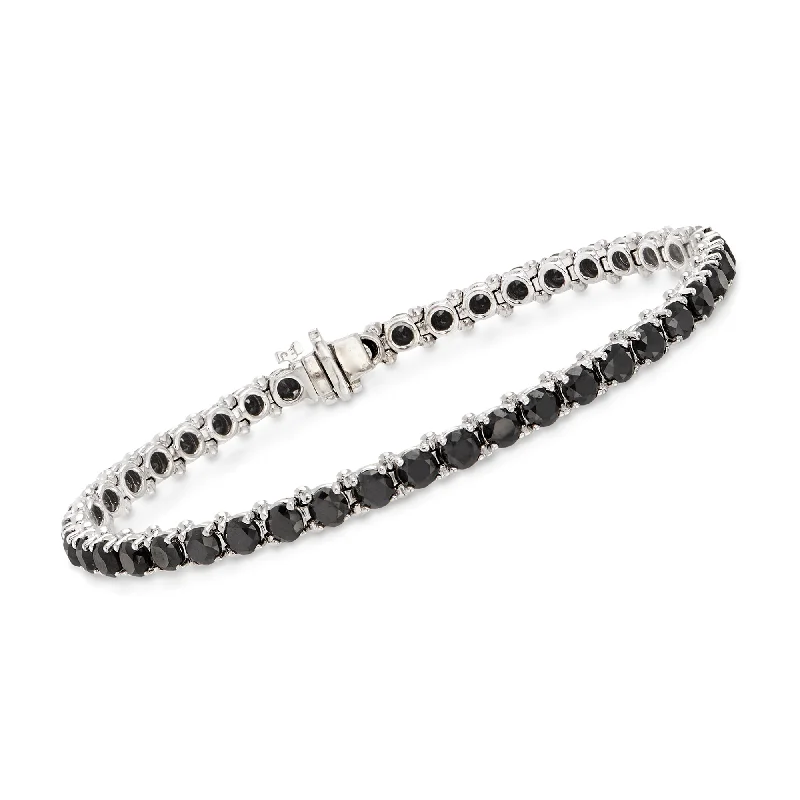 Ladies moonstone bracelets -Ross-Simons Black Diamond Tennis Bracelet in 14kt White Gold