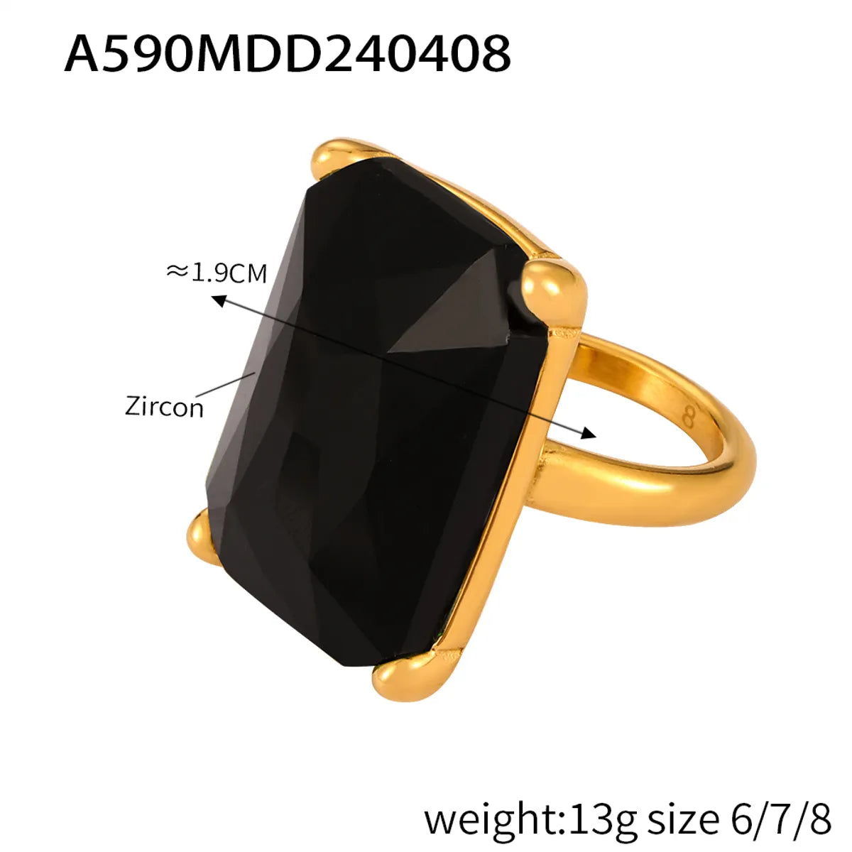 Gold Black Zirconium Ring