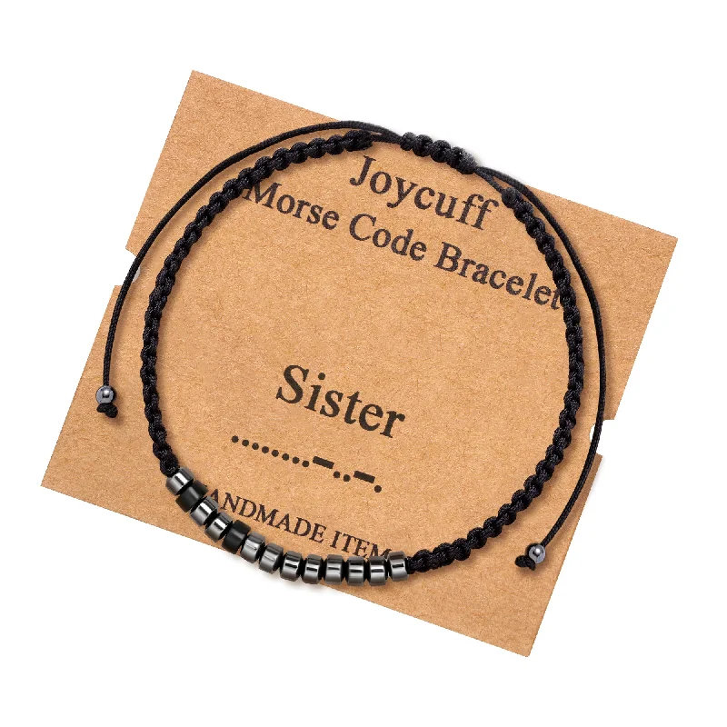 Ladies minimalist bracelets -Sister Morse Code Bracelet for Women Inspirational Gift for Her