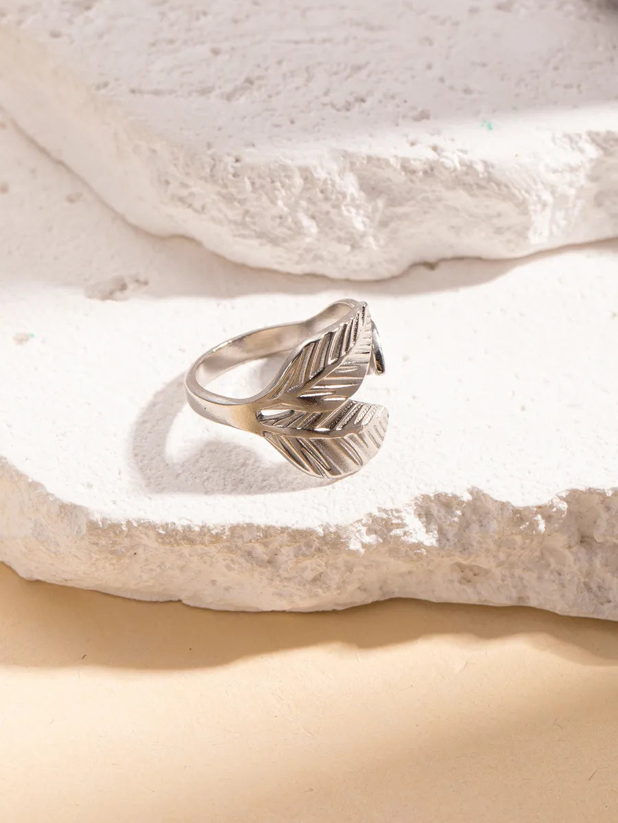 Leaf Steel Simple Bracelet Ring