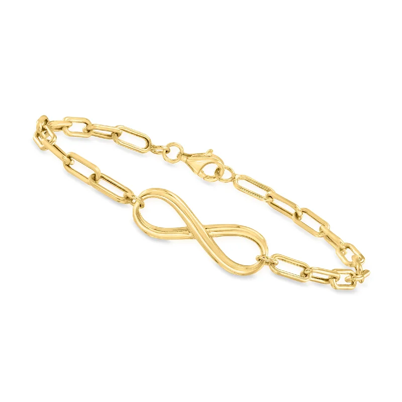 Ladies vintage crystal bracelets -Canaria 10kt Yellow Gold Infinity Symbol Paper Clip Link Bracelet