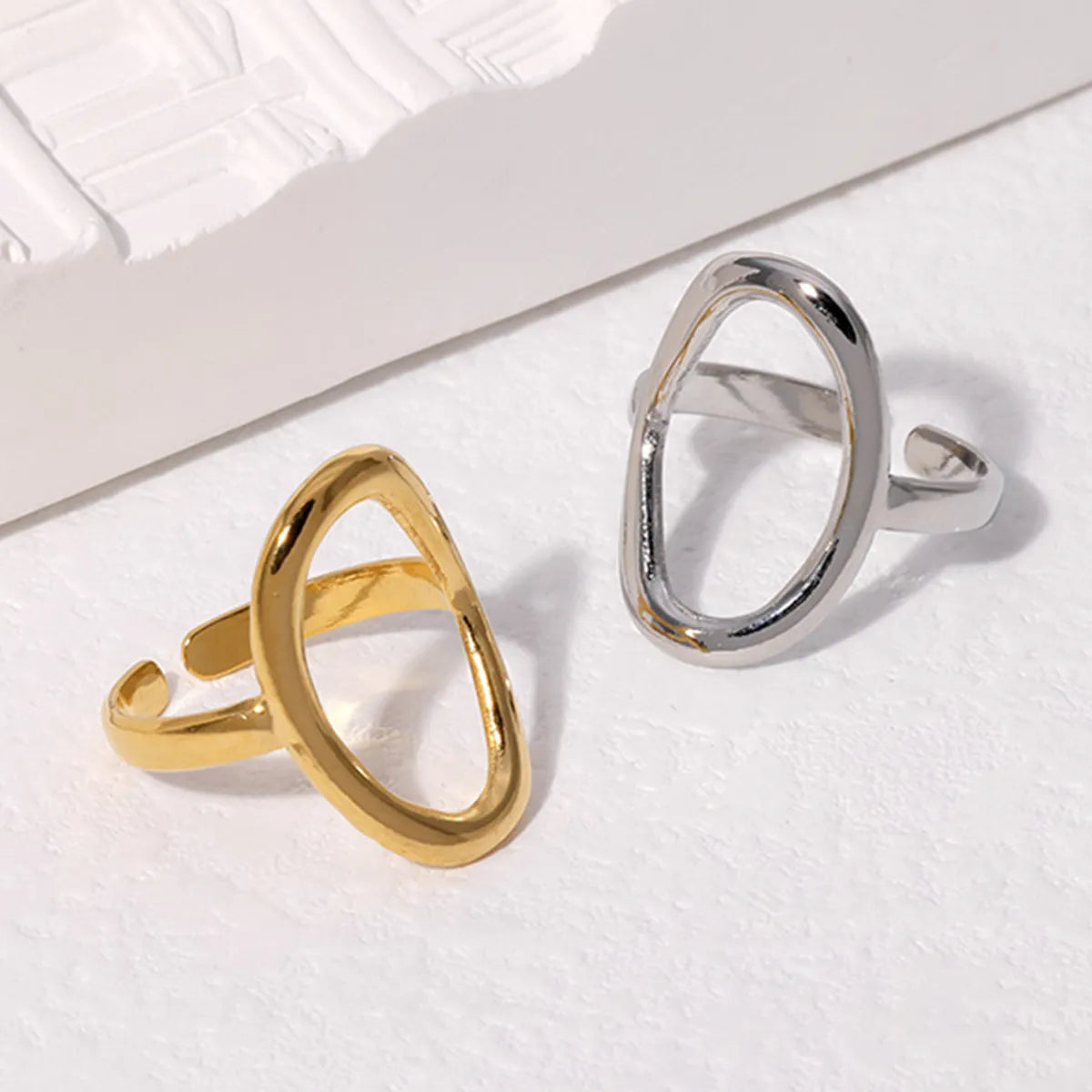 ladies rings bold statement piece -Simple Style Geometric Stainless Steel Irregular Open Ring 1 Piece