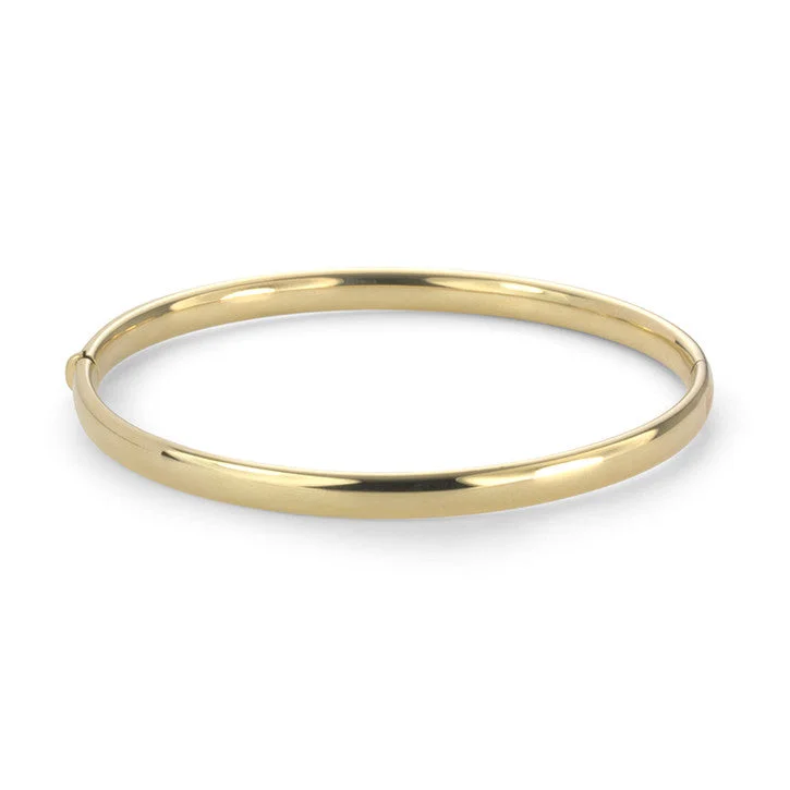 Modern layered bracelets for women -14K Yellow Gold Bold Ribbon Bangle