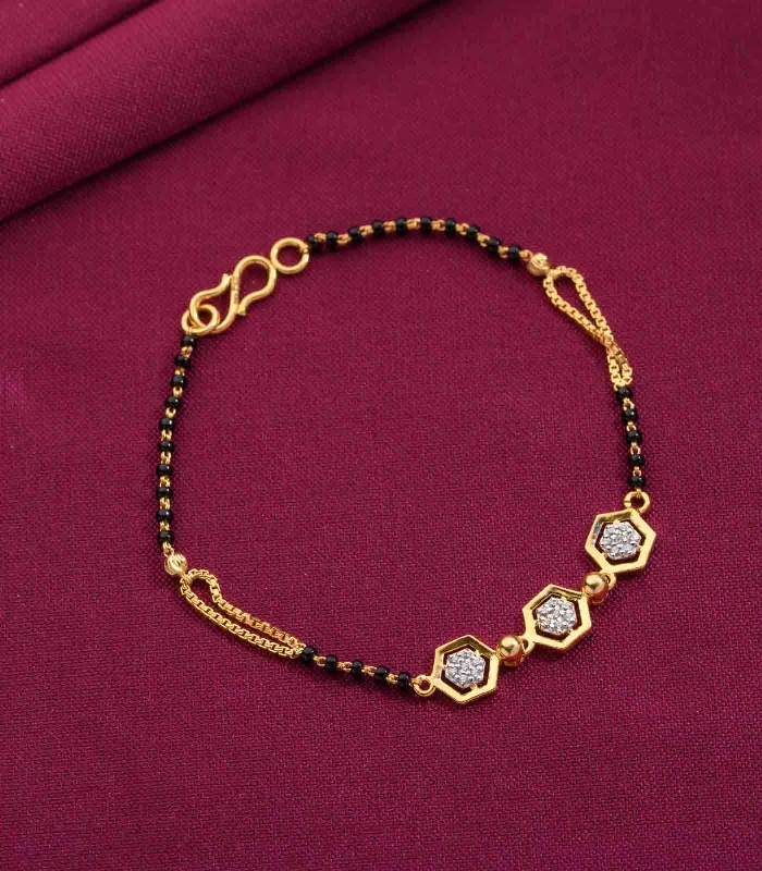 Elegant diamond bracelets for women -Tri Pentagonal Mangalsutra Bracelet