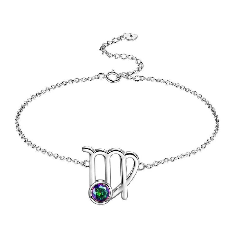 Affordable bracelets for women -Virgo Bracelet Women Girls Jewelry Birthday Gift Mystic Topaz Sterling Silver