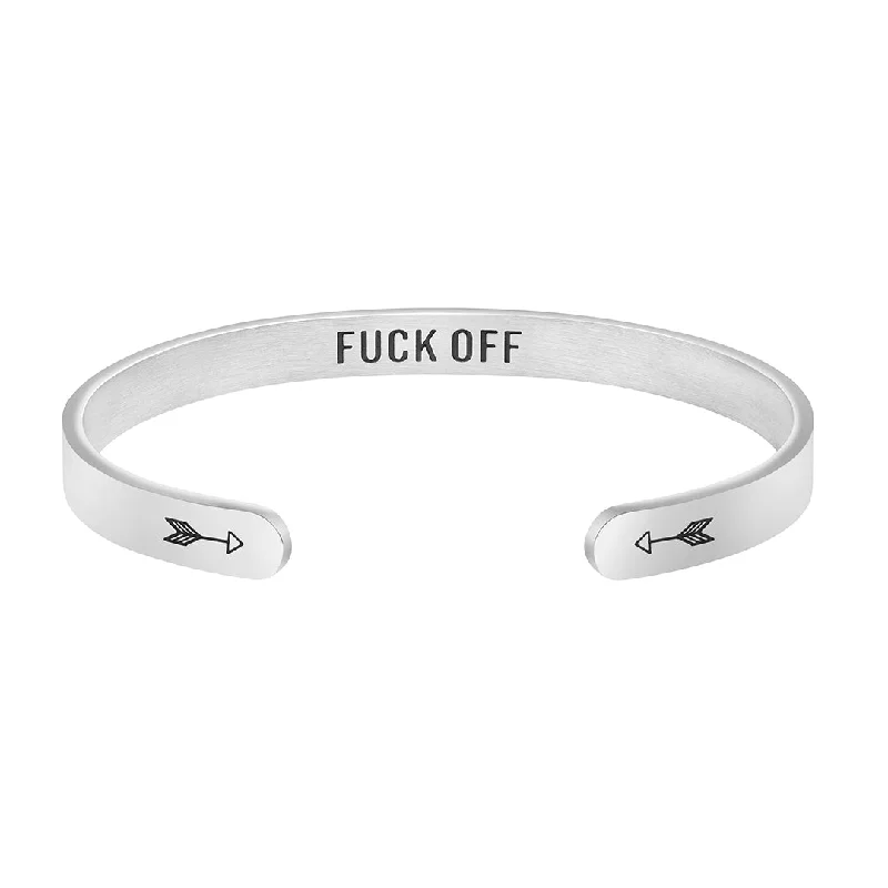 Modern charm bracelets for ladies -F**k Off Hidden Message Cuff Bracelet