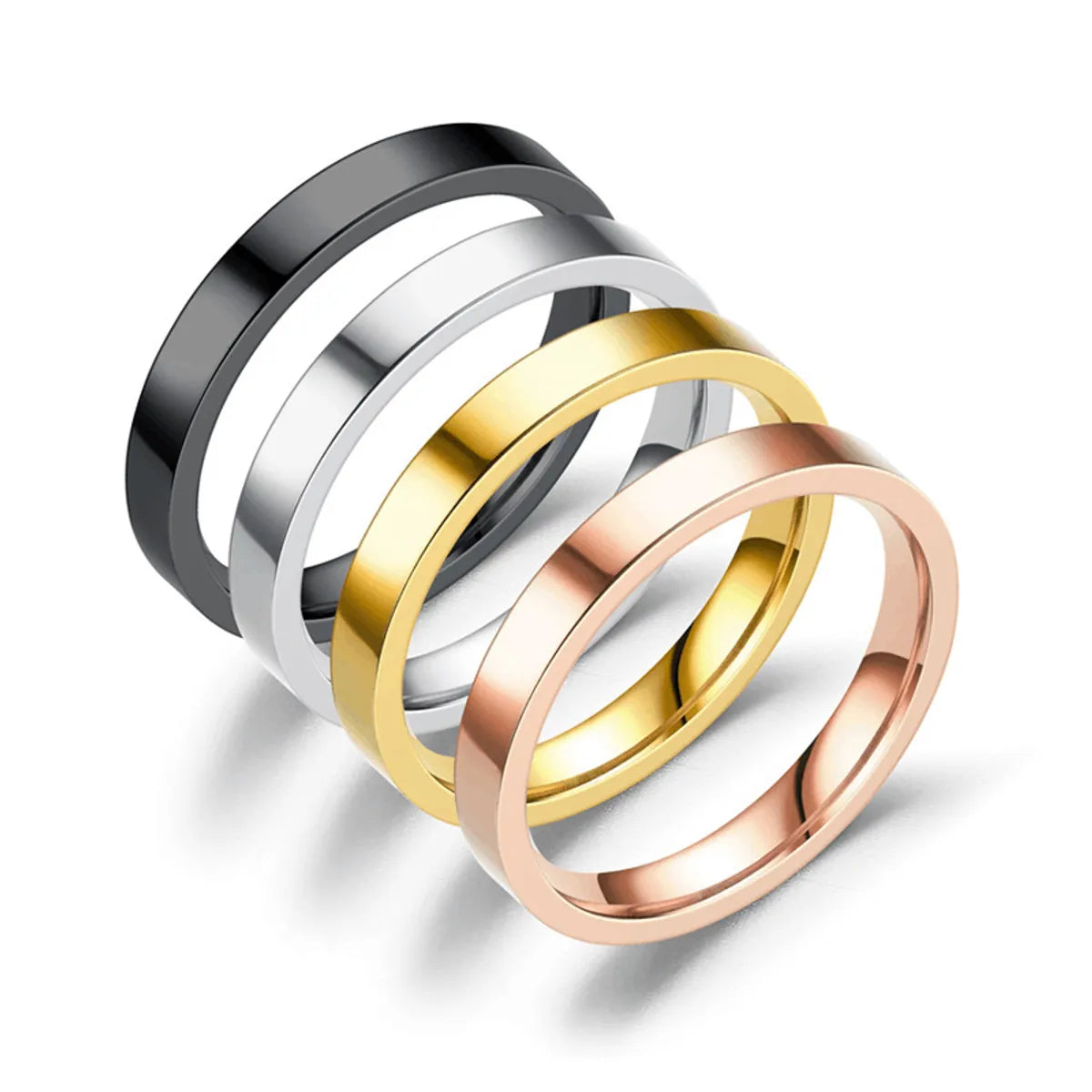 ladies rings thin band elegance -Wholesale Jewelry Simple Style Solid Color Titanium Steel Polishing Plating Rings