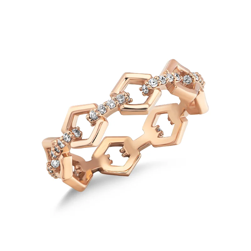 ladies rings for wedding vow -HONEYCOMB GOLD DIAMOND RING