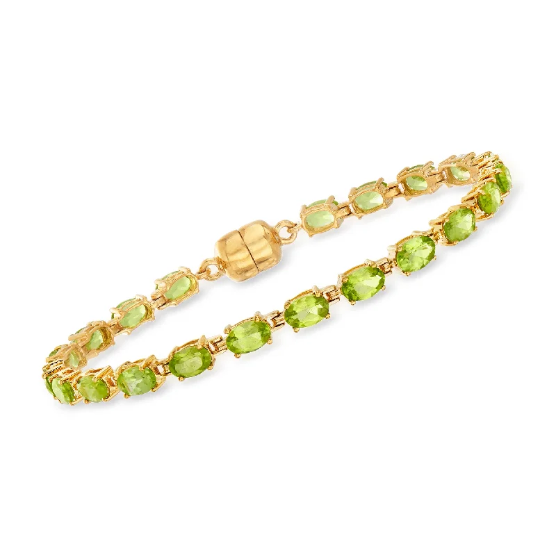 Trendy cuff bracelets for women -Ross-Simons Peridot Tennis Bracelet in 18kt Gold Over Sterling With Magnetic Clasp