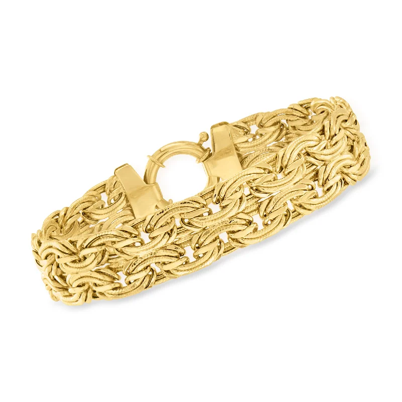 Simple gold chain bracelets for women -Ross-Simons 14kt Yellow Gold Oval-Link Bracelet