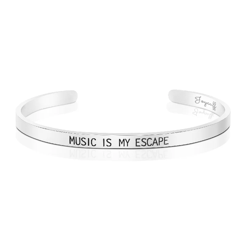 Delicate charm bracelets for ladies -Music is My Escape Mantra Bracelet